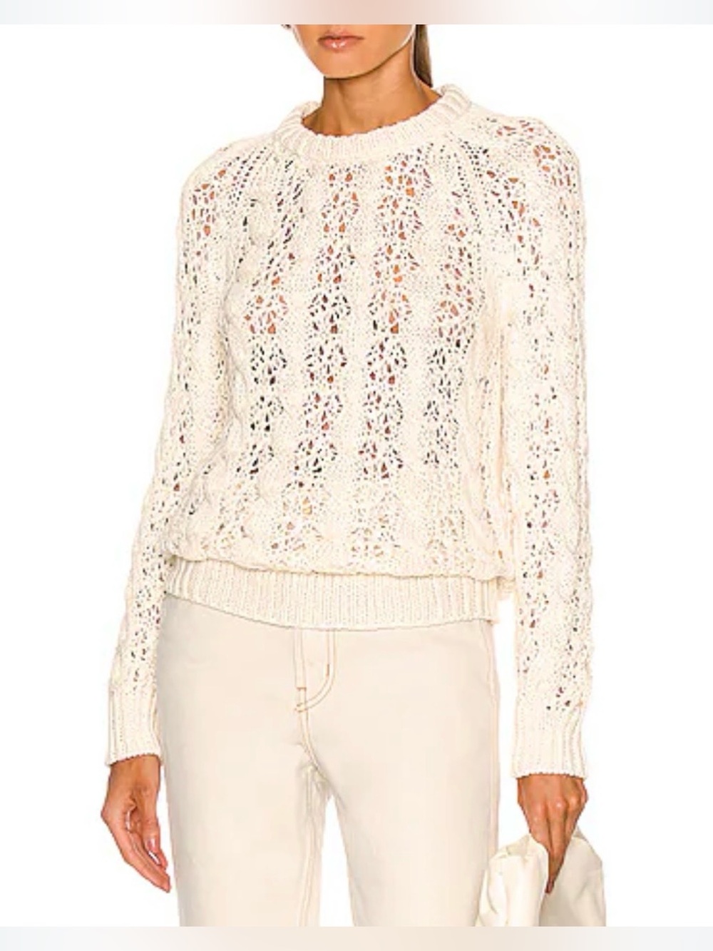 Nili Lotan Cream Cable-Stitch Sweater